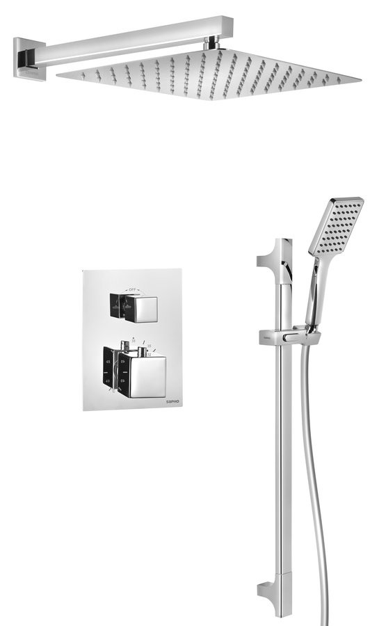 SAPHO Podomítkový sprchový set s termostatickou baterií, box, 2 výstupy, chrom 1102-32-21
