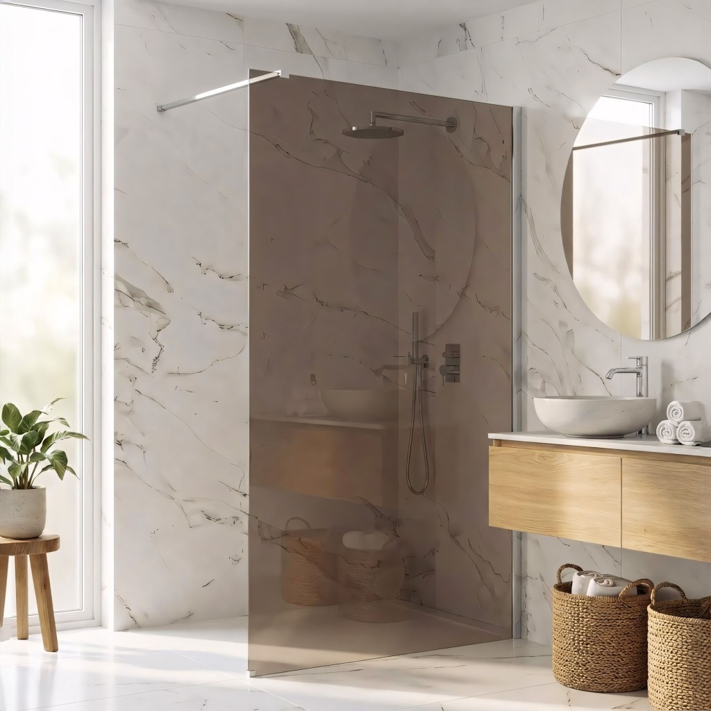 REA/S Sprchová zástěna Flexi Brown / Chrome 120 KPL-K99070