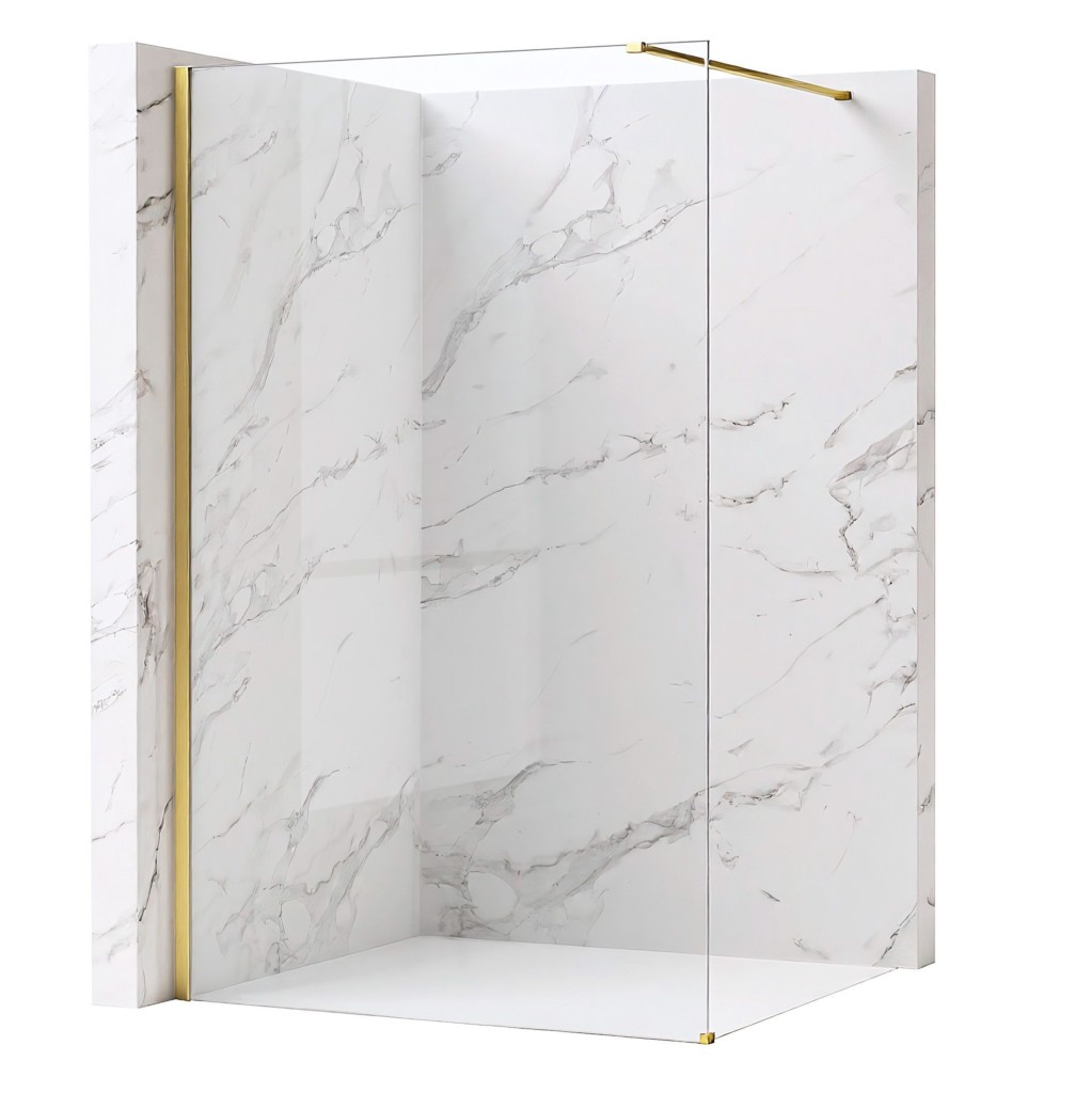 REA/S Sprchová zástěna Flexi Transparent / Brush Gold 110 KPL-K99261
