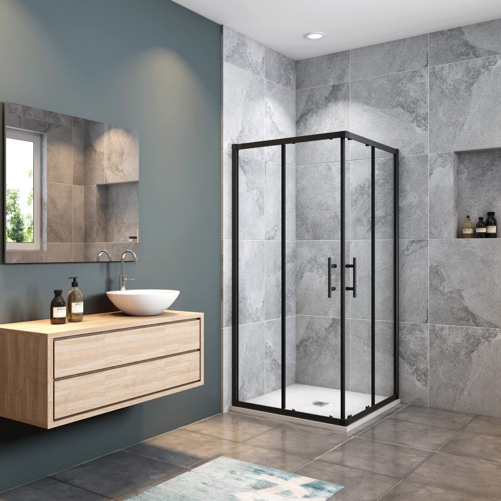H K Sprchový kout čtvercový, SIMPLE BLACK 100x100 L/P varianta, rohový vstup SE-SIMPLEBL10