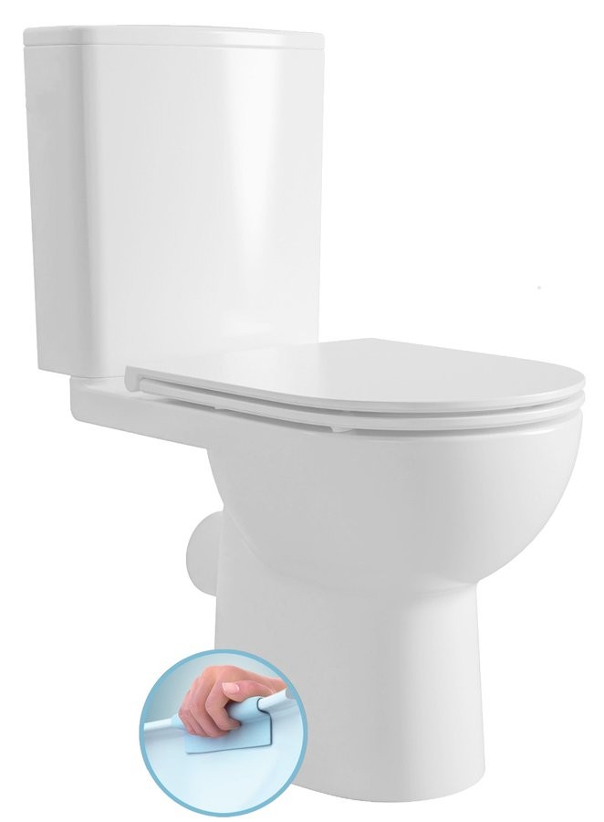 AQUALINE TAVON WC kombi, Rimless, zadní odpad, bílá PB106WR