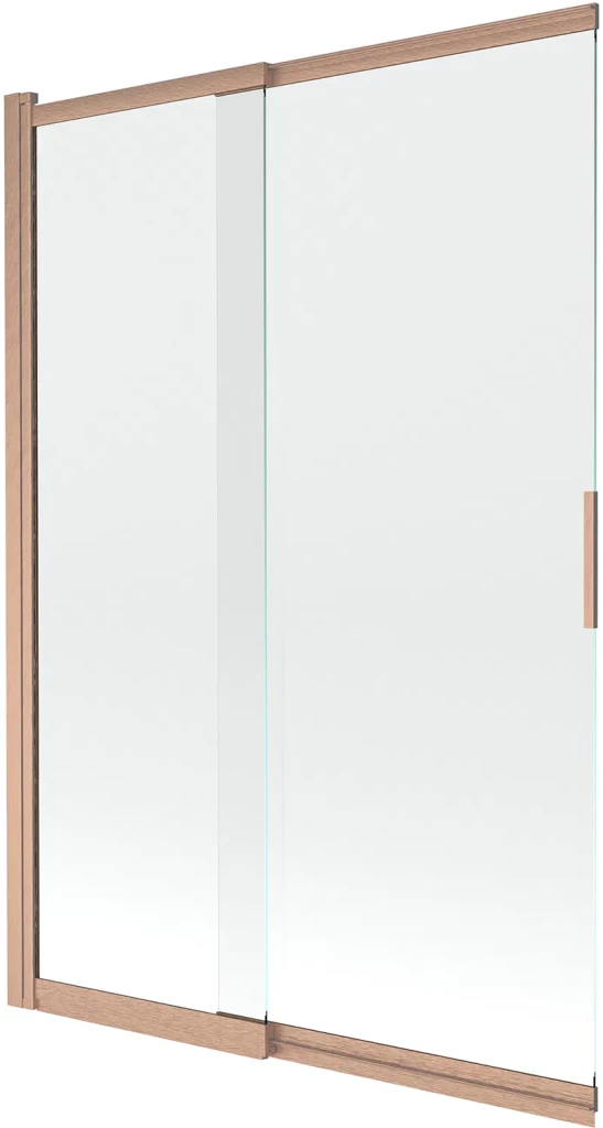 MEXEN Fox vanová zástěna 2-křídlová posuvná 120 x 150, transparent, měď kartáčovaná 891-120-002-65-00