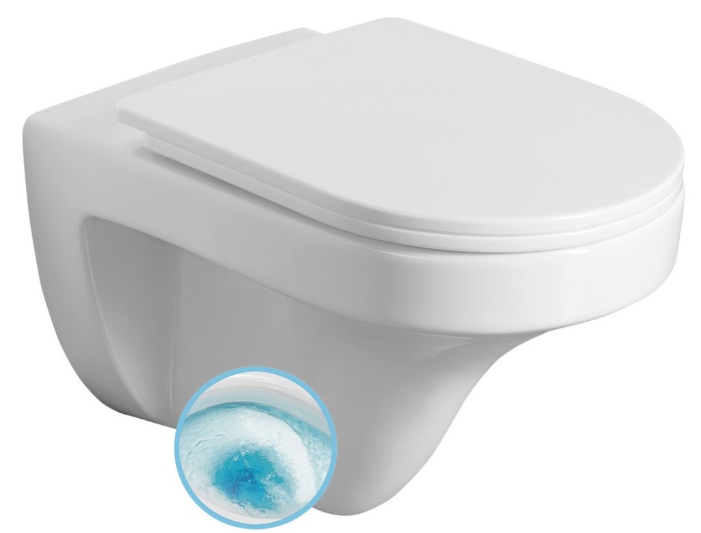 AQUALINE DENICA závěsná WC mísa, Vortex Rimless, 36x52cm, bílá PS8512