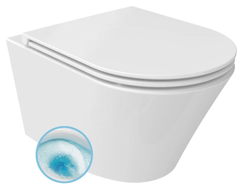SAPHO PACO závěsná WC mísa, Vortex Rimless, 36x53cm, bílá PZ1012V
