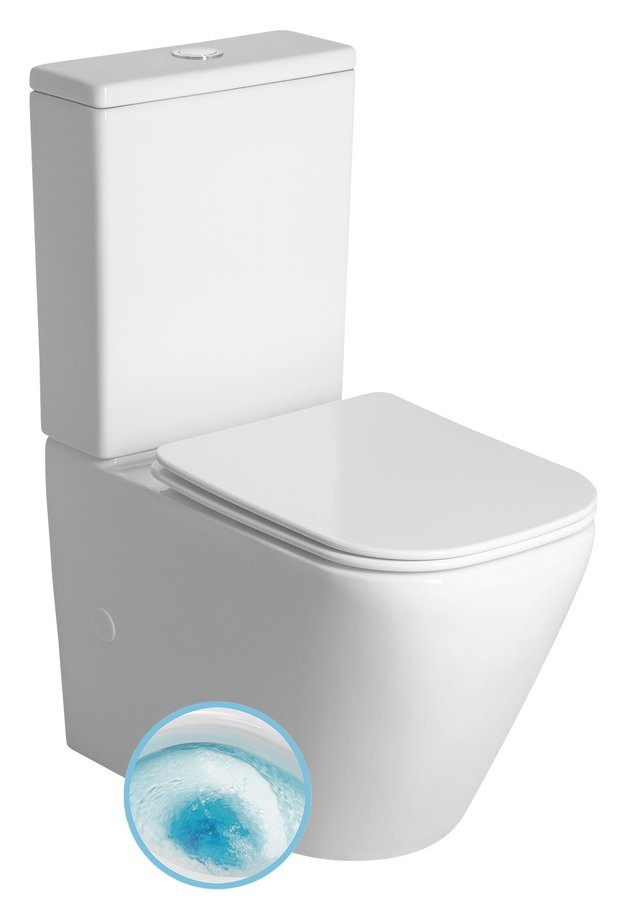 SAPHO IMALA WC kombi, Vortex Rimless, spodní/zadní odpad, bílá PC107V