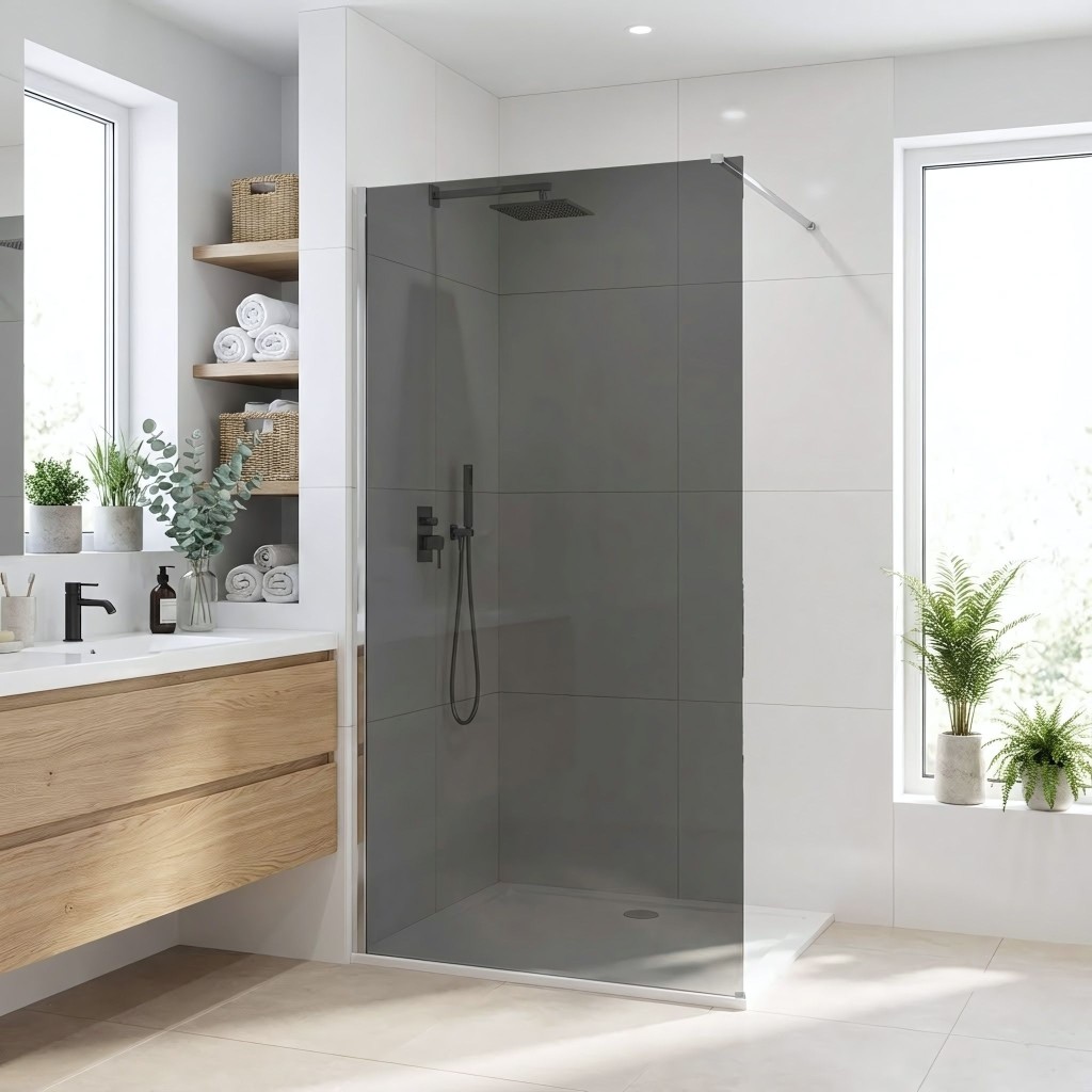 REA/S Sprchová zástěna Flexi Grey / Chrome 100 KPL-K99084