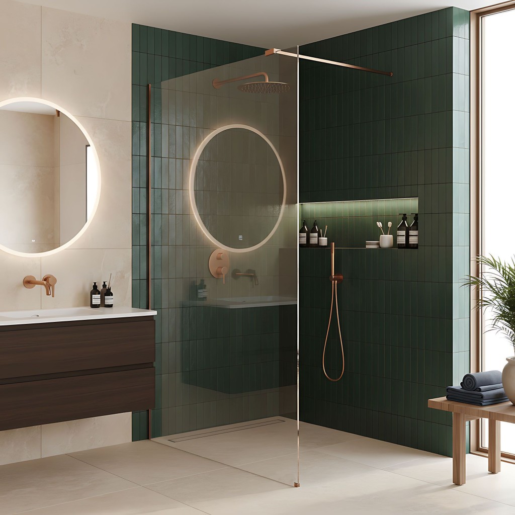 REA/S Sprchová zástěna Flexi Transparent / Brush Copper 90 KPL-K99366