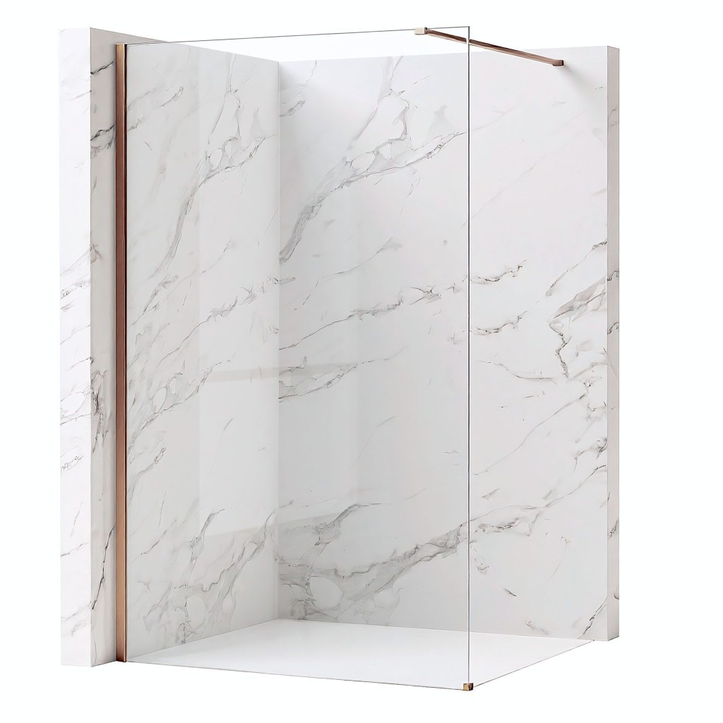 REA/S Sprchová zástěna Flexi Transparent / Brush Copper 130 KPL-K99378