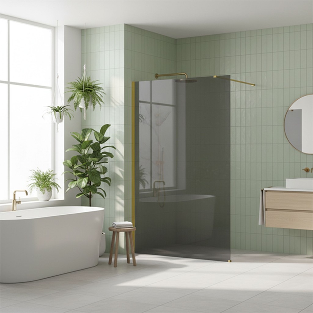 REA/S Sprchová zástěna Flexi Grey / Gold 100 KPL-K99784