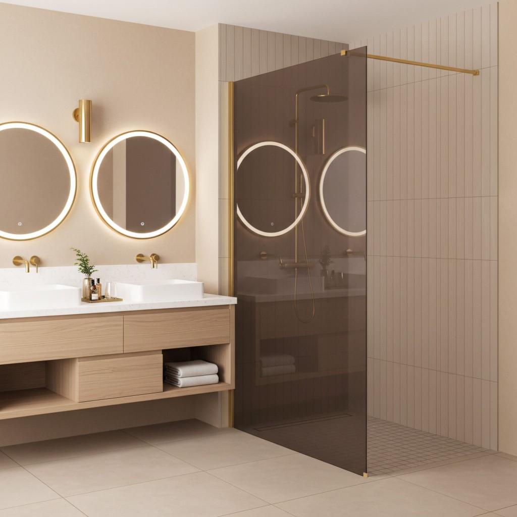 REA/S Sprchová zástěna Flexi Brown / Gold 120 KPL-K99870