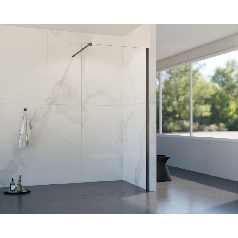 HOPA Walk-in sprchový kout LAGOS GRAFIT NEW 200 Barva rámu Grafit, Doplňky bez doplňku, Rozměr A 90, Rozměr C 200, Výplň Čiré bezpečnostní sklo 8 mm BCLAGO90GCN2