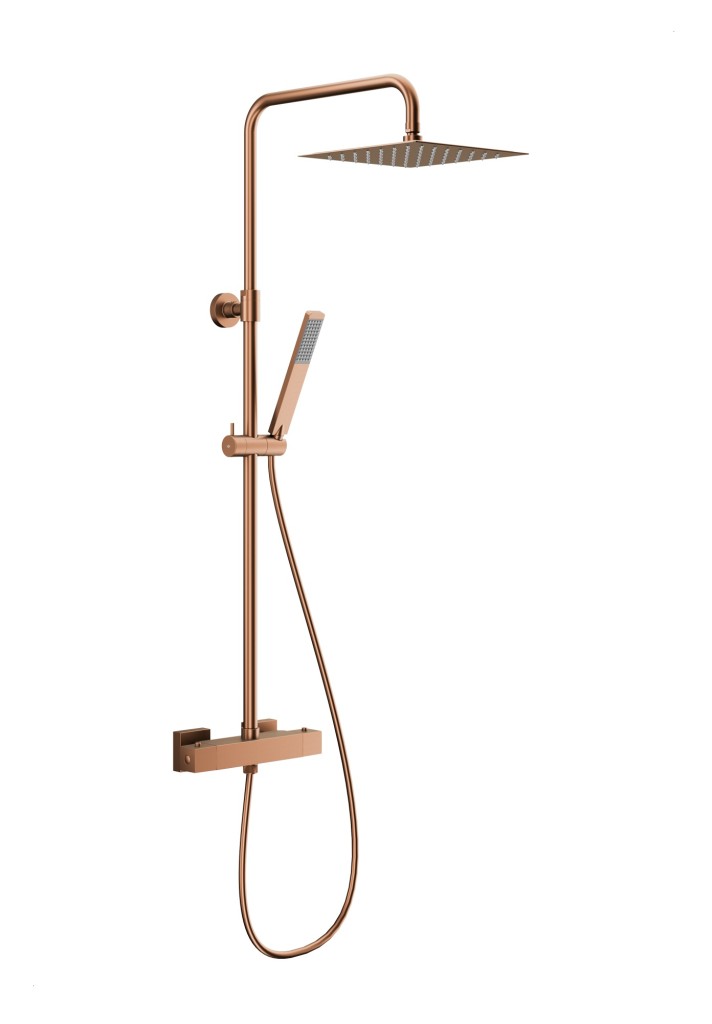 KFA Sprchový sloup Logon s baterií sprchovou, termostatickou, premium, PVD broušené růžové zlato 5746-920-34