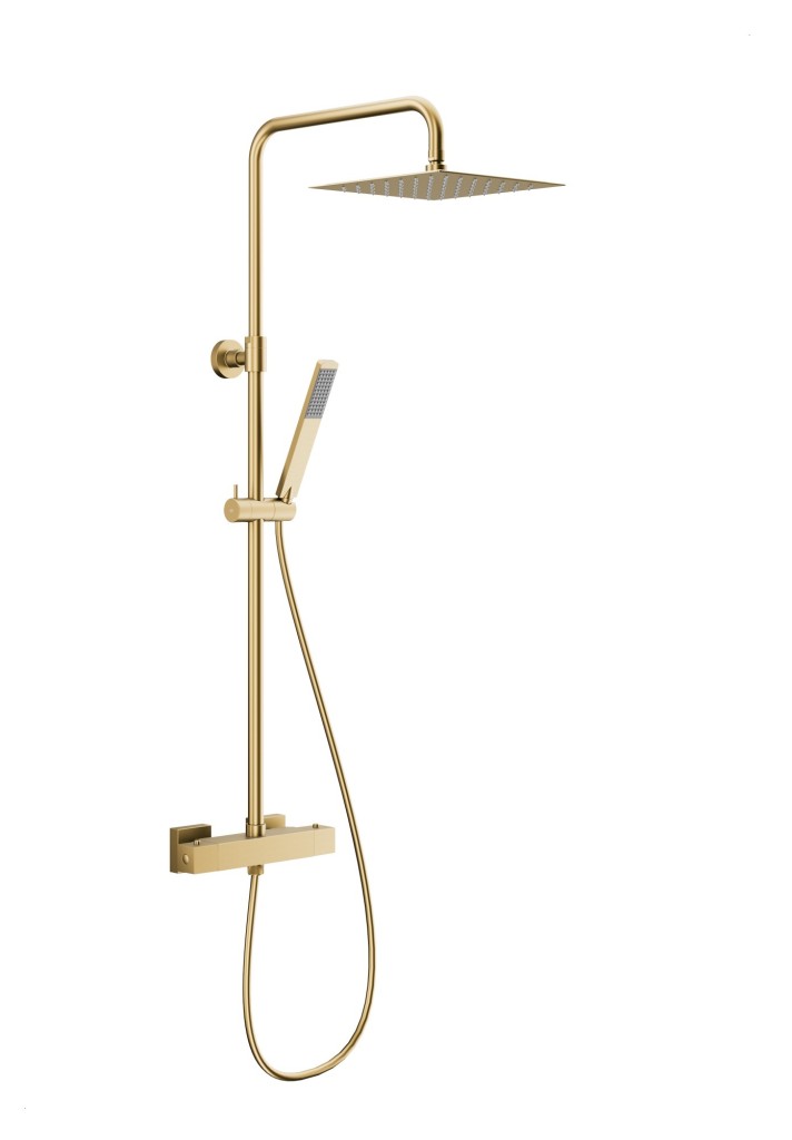 KFA Sprchový sloup Logon s baterií sprchovou, termostatickou, premium, PVD broušené světlé zlato 5746-920-39
