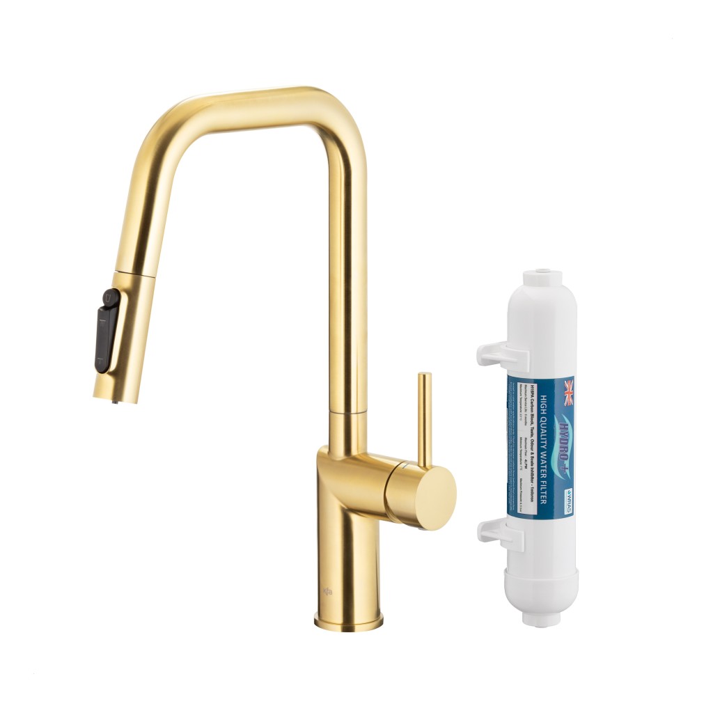 KFA Duero pure style, filtrující, s výtokovou armaturou, PVD broušené světlé zlato + filtr hydro+ 6623-312-39