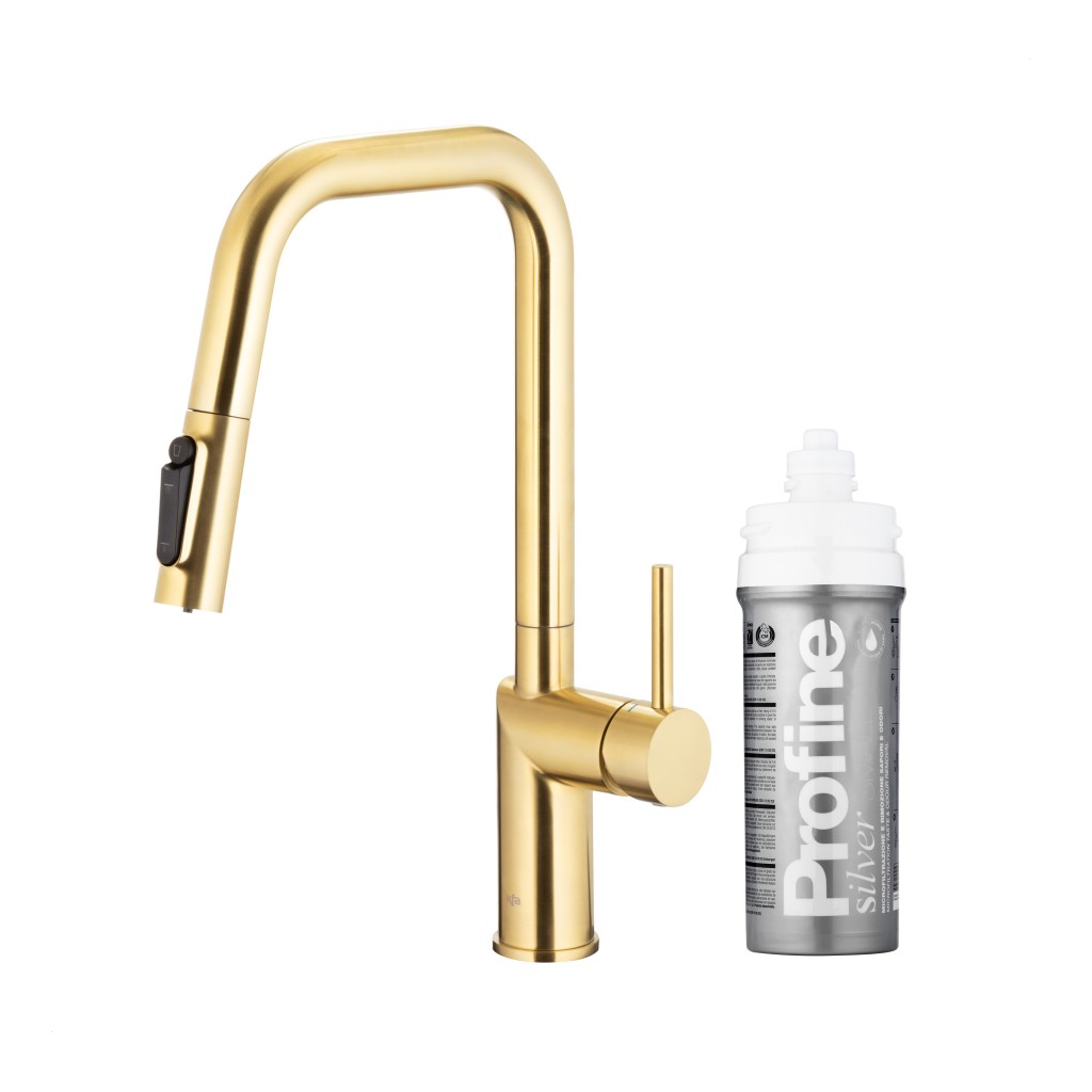 KFA Duero pure style, filtrující, s otočnou výtokovou armaturou, PVD broušené světlé zlato + profine silver s 6623-314-39