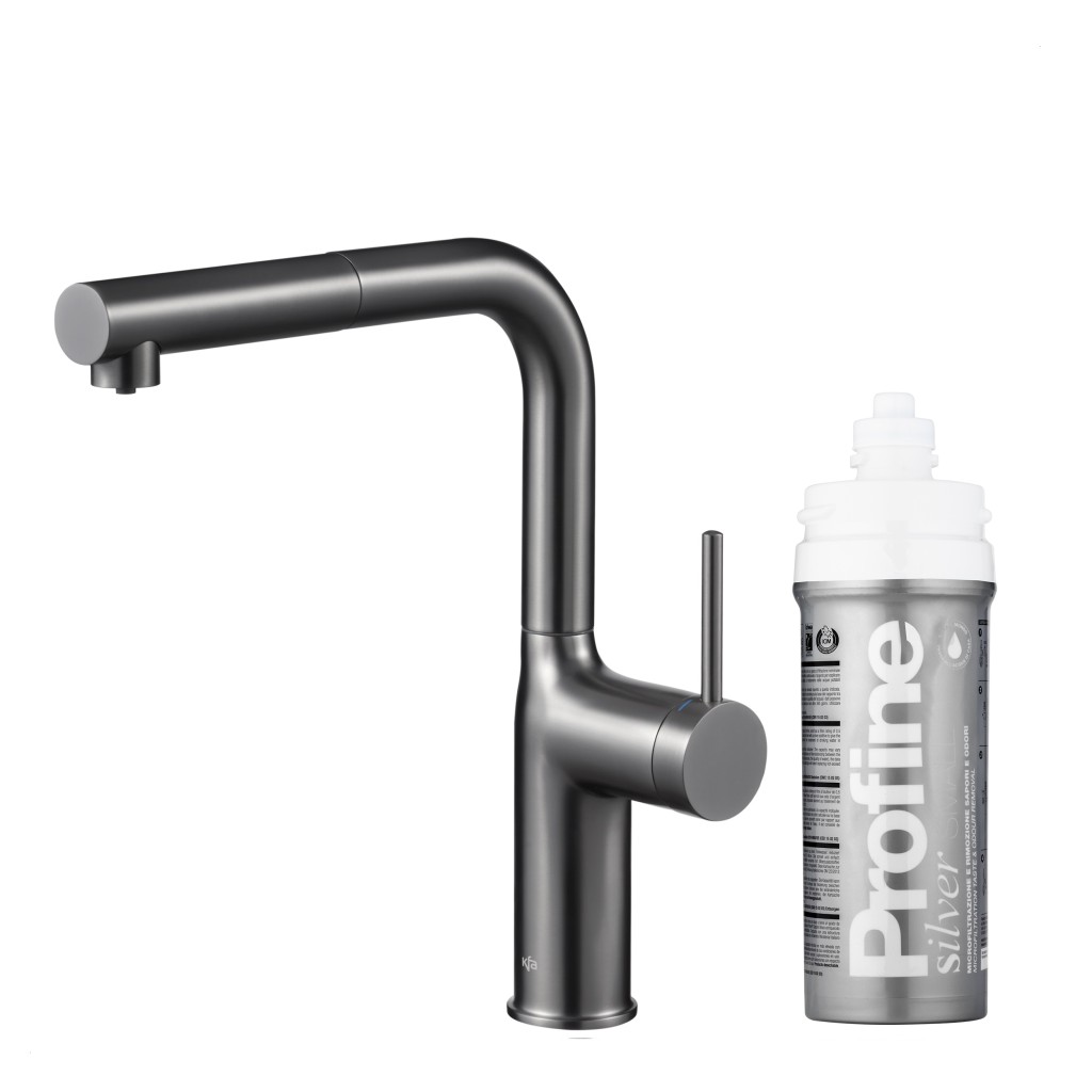 KFA Duero pure move pull-out, filtrující s otočnou výtokovou armaturou, gunmetal šedá + profine silver s 6623-424-61