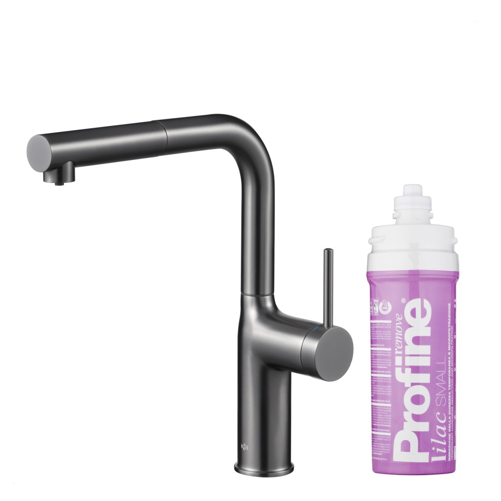 KFA Duero pure move pull-out, filtrující s otočnou výtokovou armaturou, gunmetal šedá + profine lilac s 6623-425-61
