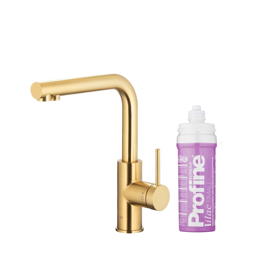 KFA Duero pure basic, filtrující s otočnou výtokovou armaturou, broušené světlé zlato + profine lilac s 6623-915-39