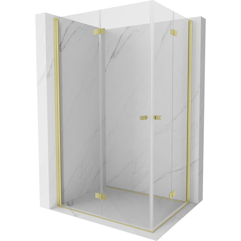 MEXEN/S Mist-F Duo sprchový kout skládací dveře levá 75 x 70, transparent, zlato kartáčovaná 8A6-075L-070P-55-00