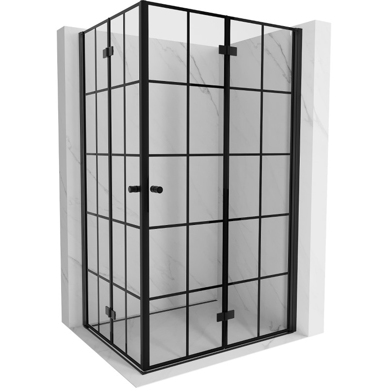 MEXEN/S Mist-F Duo sprchový kout skládací dveře pravá 80 x 120, černá kratka, černá  8A6-080L-120P-70-77