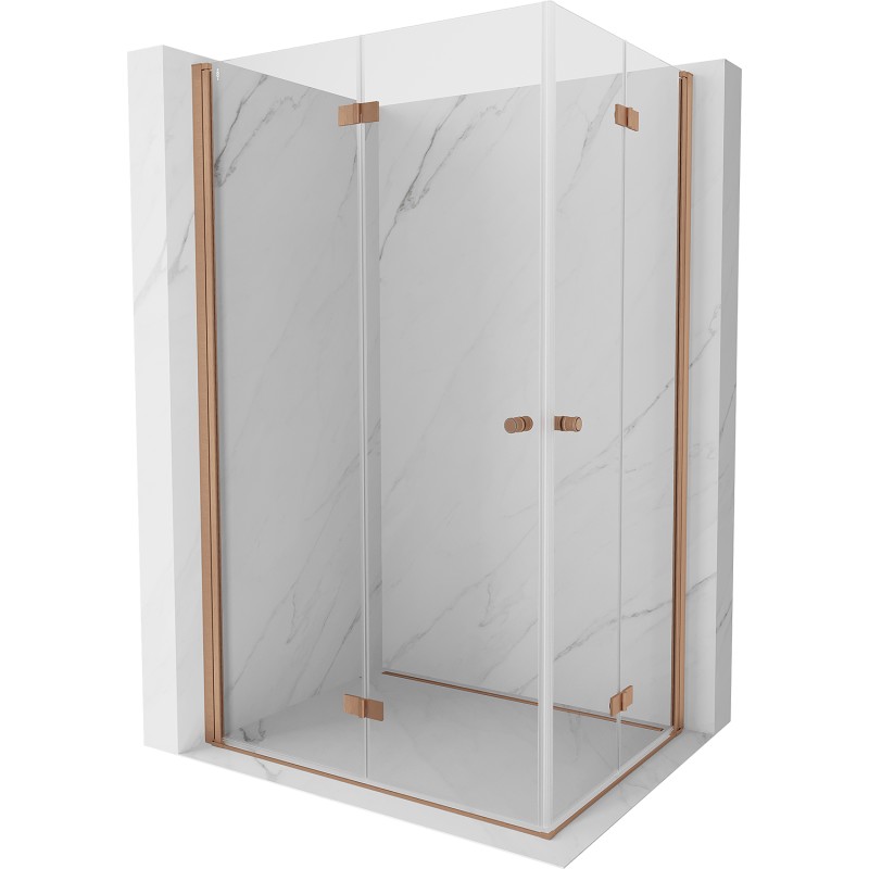 MEXEN/S Mist-F Duo sprchový kout skládací dveře levá 95 x 80, transparent, měď kartáčovaná 8A6-095L-080P-65-00