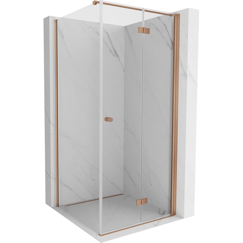 MEXEN/S Mist-F sprchový kout skládací dveře pravá 70 x 70, transparent, měď kartáčovaná 8A6T-070-070-65-00-P