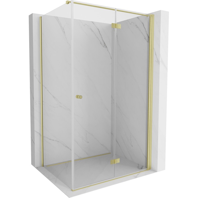 MEXEN/S Mist-F sprchový kout skládací dveře pravá 110 x 80, transparent, zlato 8A6T-110-080-50-00-P