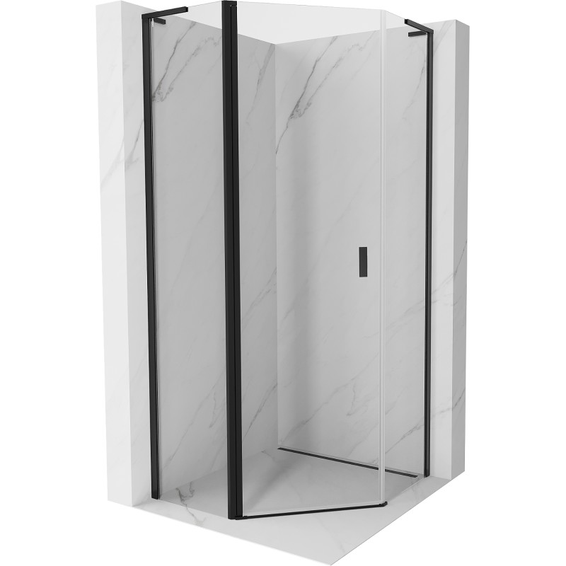 MEXEN/S Mist L sprchový kout pětiboký křídlový 90 x 90, transparent, černá 8A8L-090-090-70-00