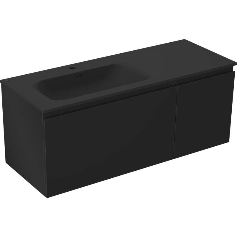 MEXEN/S Orio koupelnová skříňka 120 cm s umyvadlem Vela levá, 1S, 1D, černá mat 91A13-12047-3-BBFF71-W23L71
