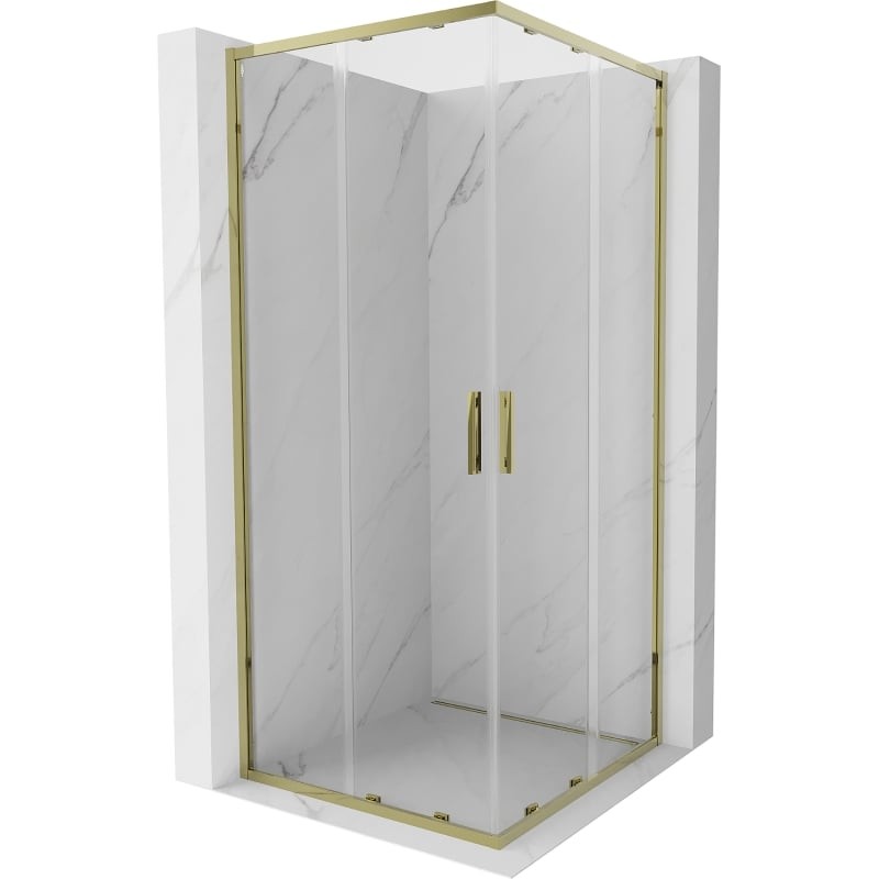 MEXEN Exo čtvercový posuvný sprchový kout 85 x 85, transparent, zlato 8111-085-085-50-00
