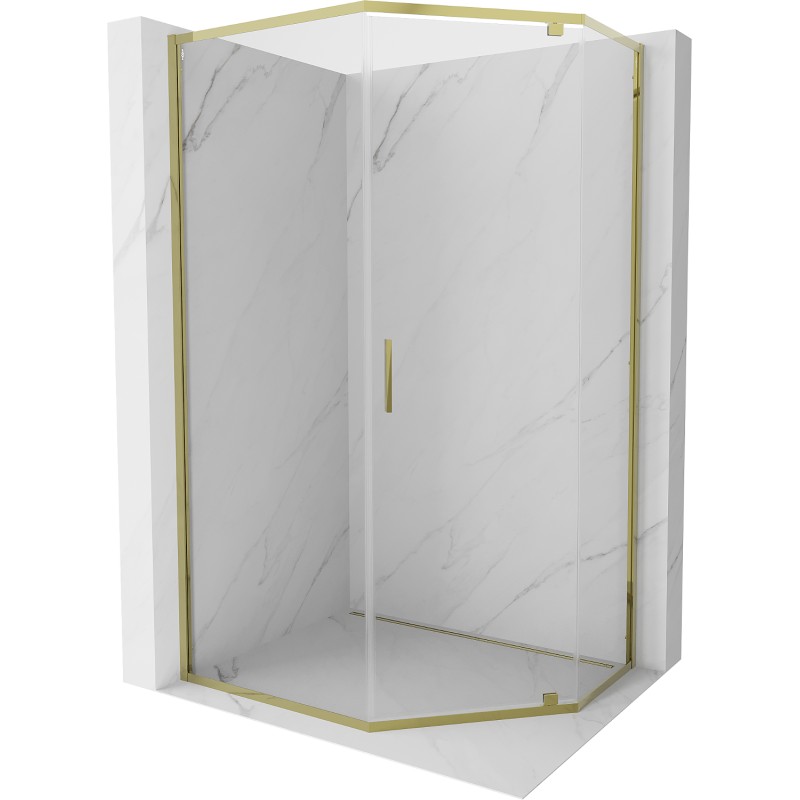 MEXEN Exo sprchový kout pětiboký křídlový 100 x 90, transparent, zlato 812-100-090-50-00