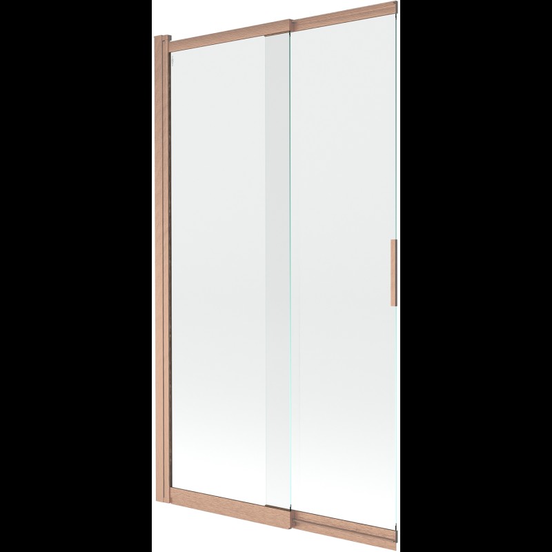 MEXEN Fox vanová zástěna 2-křídlová przesuwny 100 x 150, transparent, měď kartáčovaná 891-100-002-65-00