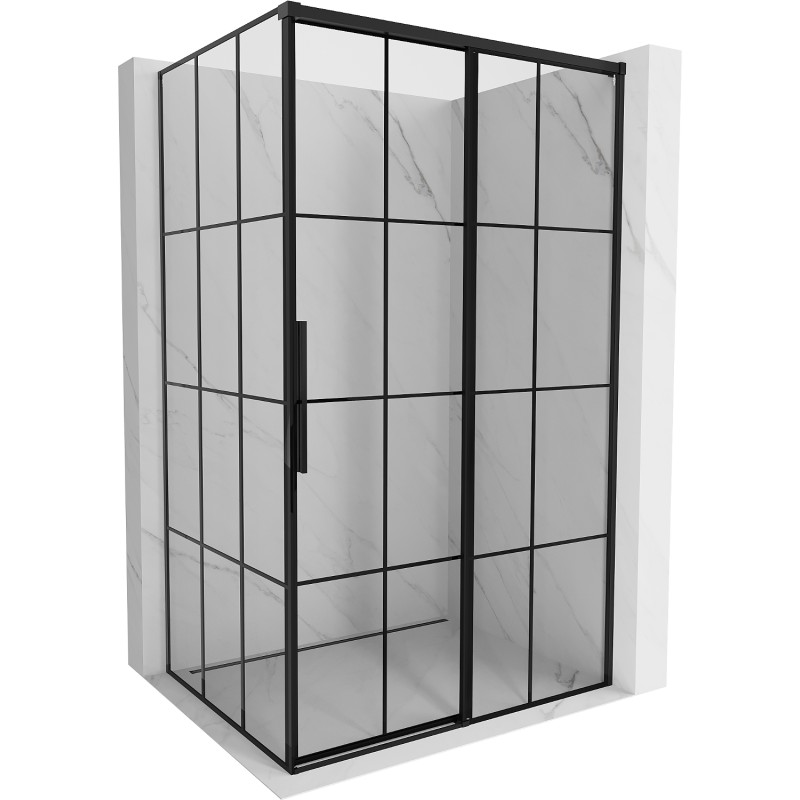 MEXEN/S Rox sprchový kout posuvný pravá 125 x 85, černá kratka, černá  8C2-125-085-70-77-P