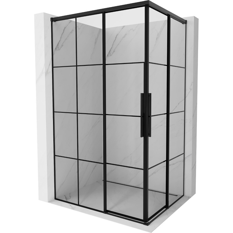 MEXEN/S Rox Duo sprchový kout posuvný 100 x 95, černá kratka, černá 8C2D-100-095-70-77
