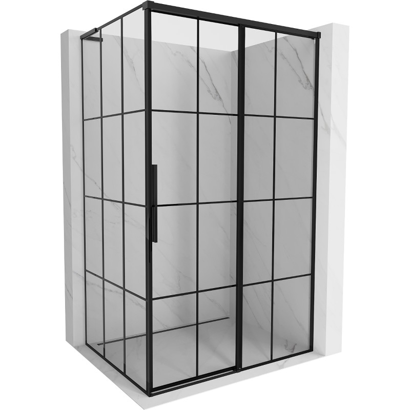 MEXEN/S Rox L sprchový kout posuvný pravá 90 x 85, černá kratka , černá 8C2L-090-085-70-77-P