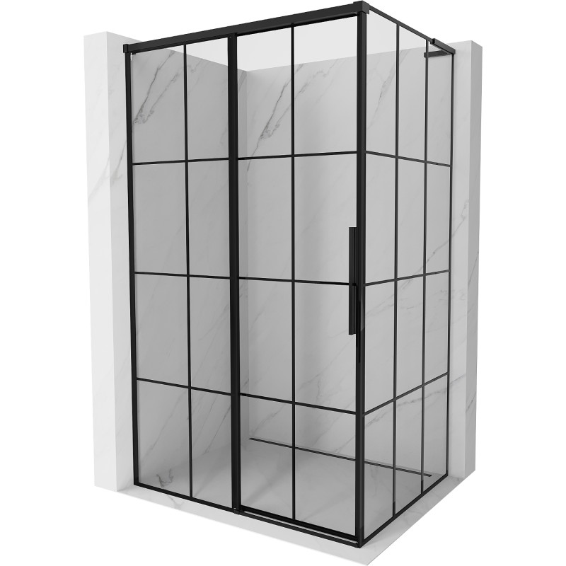 MEXEN/S Rox L sprchový kout posuvný levá 115 x 95, černá kratka , černá 8C2L-115-095-70-77-L