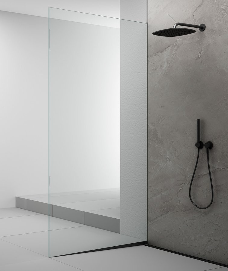 POLYSAN ARCHITEX sada pro uchycení skla podlaha-stěna se spádovou lištou, 1615x2105, levá, černá mat AX2116BL
