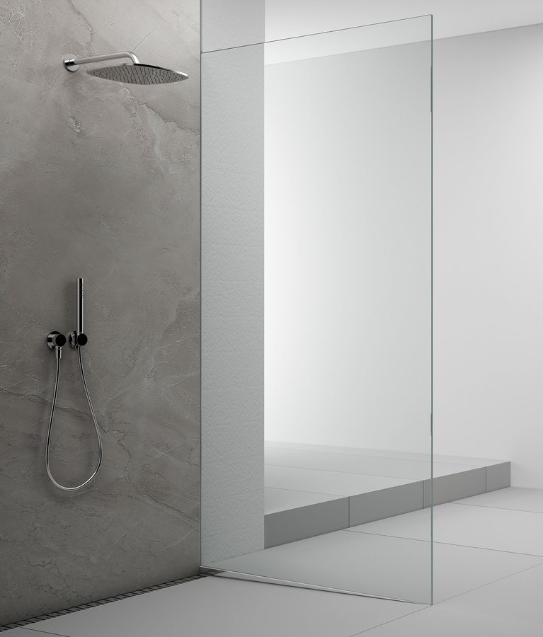 POLYSAN ARCHITEX sada pro uchycení skla podlaha-stěna se spádovou lištou, 1615x2105, pravá, leštěný hliník AX2116R