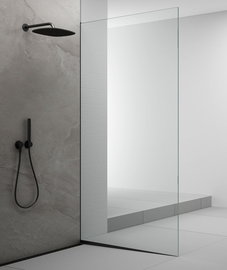 POLYSAN ARCHITEX sada pro uchycení skla podlaha-stěna se spádovou lištou, 1615x2105, pravá, černá mat AX2116BR
