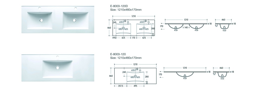 COMAD Nábytkové umyvadlo LAVA 120cm 5907611651582