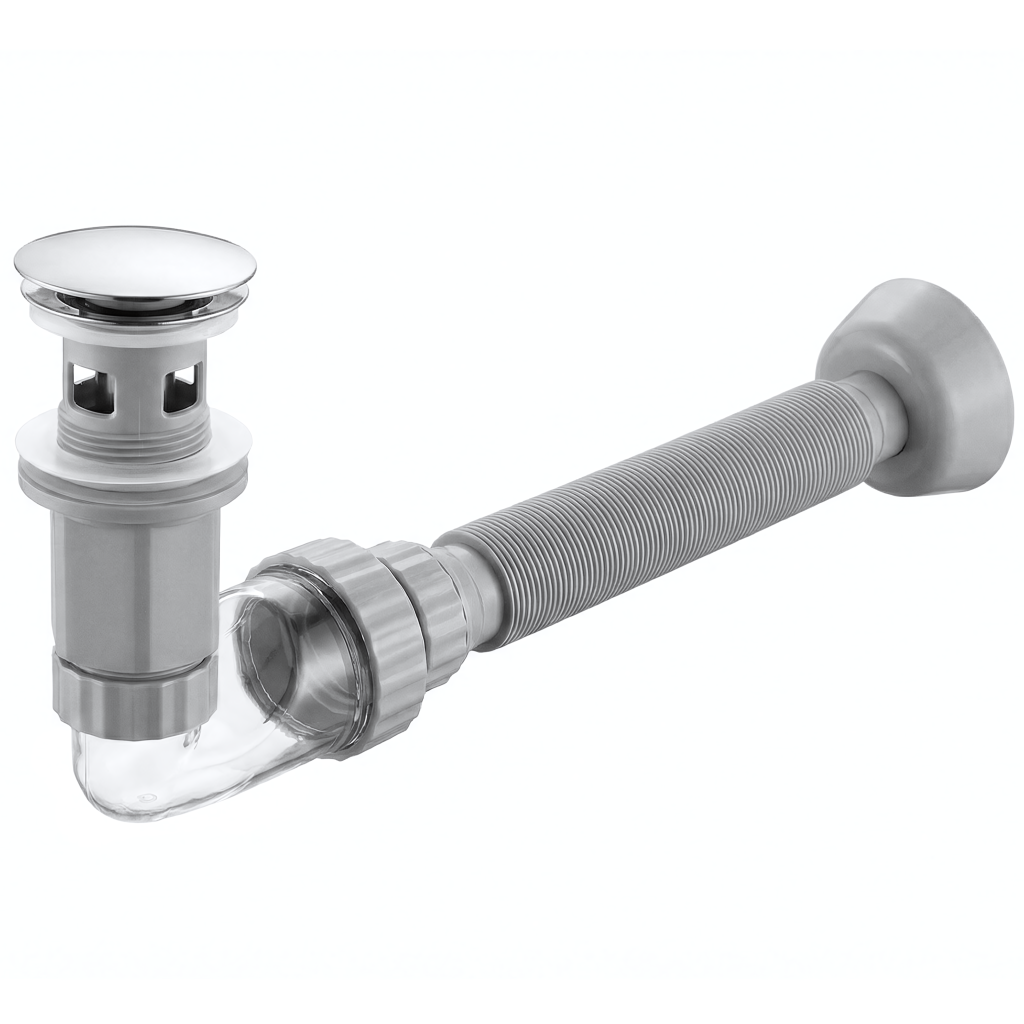 REA Umyvadlový sifon s univerzální výpustí click-clack Flow Chrome REA-A9490
