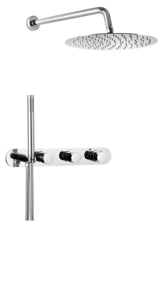 SAPHO Podomítkový sprchový set s termostatickou baterií a držákem ruční sprchy, 2 výstupy, kulatá, chrom MB623-02