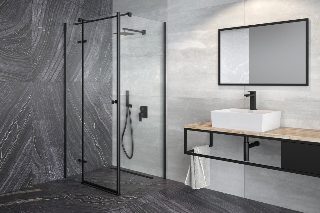 BESCO Čtvercový sprchový kout PIXA BLACK Rozměr A 90, Rozměr B 90, Směr zavírání Levé (SX) BCPIXA90CTVELB