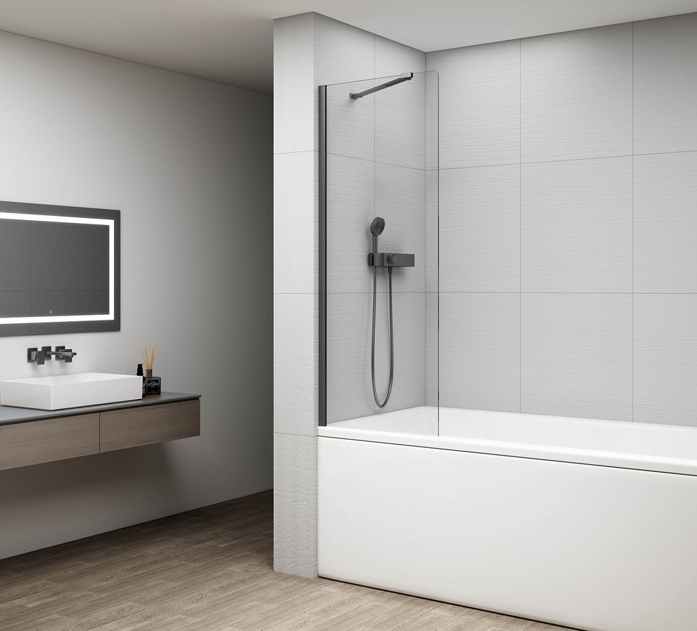 POLYSAN FISA vanová zástěna 700x1500, gun metal, čiré sklo FS1072-GM