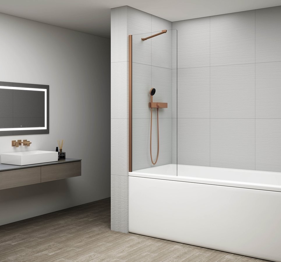 POLYSAN FISA vanová zástěna 700x1500, měď mat, čiré sklo FS1072-PG