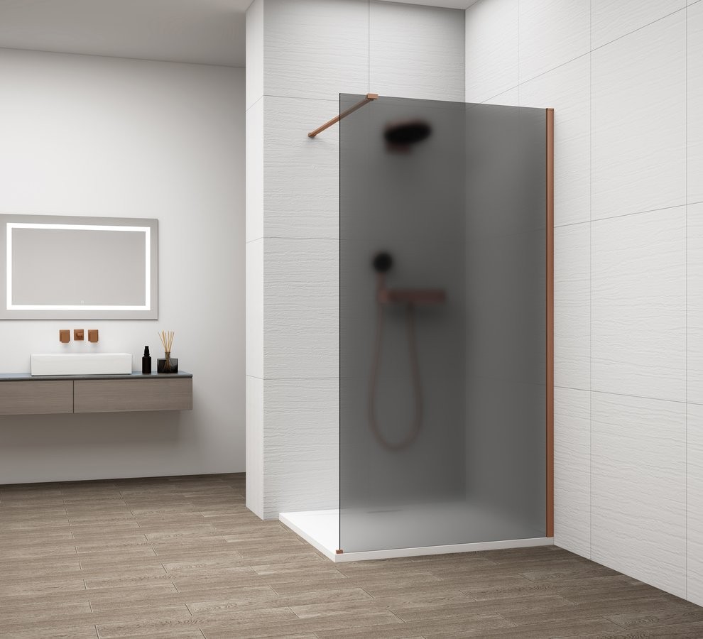 POLYSAN ESCA COPPER MATT jednodílná sprchová zástěna k instalaci ke stěně, kouřové matné sklo, 700 ES1470-09