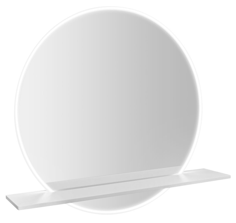 SAPHO VISO kulaté zrcadlo s LED osvětlením a policí ø 60cm, bílá mat VS060-02
