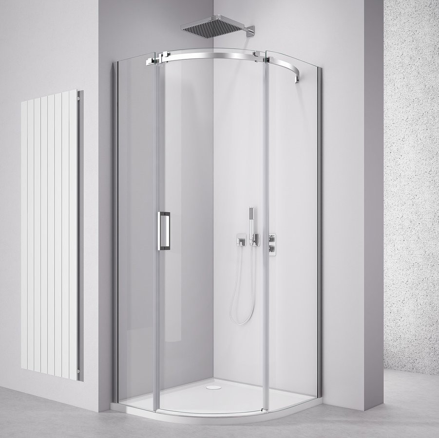 POLYSAN THRON SQUARE čtvrtkruhová sprchová zástěna 900x900, čiré sklo, pravá TL2690R-5002