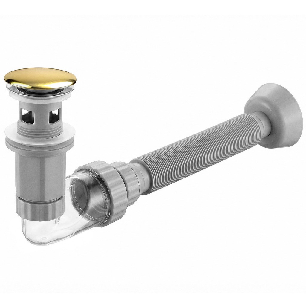 REA Umyvadlový sifon s univerzální výpustí click-clack Flow Gold REA-A9491