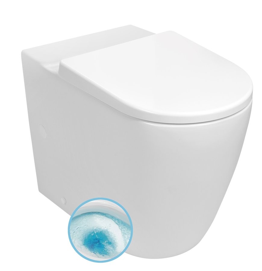 SAPHO TURKU WC kombi mísa, Vortex Rimless, zvýšený sedák 64x38cm, spodní/zadní odpad, bílá PC104-111